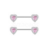 304 Stainless Steel Pink Cubic Zirconia Nipple Rings WGE5BE3-11-1