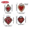 GOMAKERER 8Pcs 4 Style Sacred Heart Glass Rhinestone Appliques PATC-GO0001-03-2