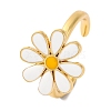 Rack Plating Flower Brass Enamel Open Cuff Rings for Women RJEW-S242-10B-1