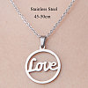 Non-Tarnish 201 Stainless Steel Word Love Pendant Necklace NJEW-OY001-44-3