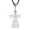 5Pcs 5 Styles Seed Beads Loom Angel Pendant Necklaces NJEW-MZ00061-3