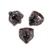 Natural Obsidian Retro Finger Rings RJEW-B067-01R-21-1