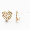 Hammered Brass Micro Pave Clear Cubic Zirconia Stud Earring Findings KK-N231-221-NF-2