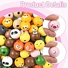 100Pcs 10 Styles Animal Themes Printed Wood European Beads WOOD-YW0001-87-2