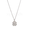 Clover Brass Micro Pave Cubic Zirconia Charms Pendant Necklaces NJEW-JN04958-02-1