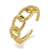 Curb Chain Shape Brass Open Cuff Rings for Women RJEW-Z050-09G-1