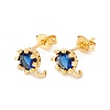 Rack Plating Brass Cubic Zirconia Stud Earrings Findings MAK-I684-11G-05-RS-1