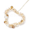 Heart Glass & Shell Pearl Beads Pendant Decorations HJEW-JM01984-4