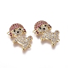 Brass Micro Pave Cubic Zirconia Puppy Links connectors ZIRC-K081-08G-1