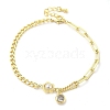 Brass Micro Pave Clear Cubic Zirconia Charm Bracelets BJEW-C083-10G-4