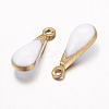 Antique Golden Plated Brass Enamel Teardrop Charms X-KK-Q571-01B-2