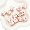 Acrylic Square Floral Beads PW-WGD1F08-06-1