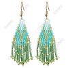 3 Pairs 304 Stainless Steel Glass Seed Beads Tassel Dangle Earrings EJEW-FS00071-1