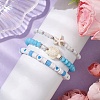 3Pcs Summer Beach Polymer Clay & Glass & Synthetic Turquoise Beaded Stretch Bracelets Kit BJEW-JB10675-01-2