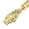 304 Stainless Steel Hollow Virgin Mary & Baby Pendant Figaro Chain Necklaces STAS-D196-09G-2