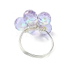 4Pcs 4 Colors Glass Flower Finger Rings RJEW-JR00825-01-5