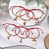 Christmas Theme Alloy Enamel Braided Bead Bracelets BJEW-JB11110-2