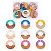 18Pcs 9 Colors Resin & Walnut Wood Pendants RESI-BT0001-07-2