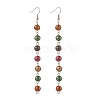 Imitation Tiger Eye Round Beaded Long Tassel Dangle Earrings EJEW-JE04763-1