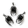 Natural Obsidian Round Pendants G-K339-03AS-07-1