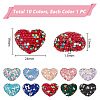   10Pcs 10 Color Heart Handmade Polymer Clay Rhinestone Beads CLAY-PH0001-90-4