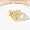Brass Micro Pave Cubic Zirconia Cuff Open Rings for Women CU-CBA760A-13C-G-3