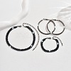 Alloy with Jet Rhinestone Chain Necklace & Hoop Earring & Bracelet FS-WG9D127-03-4