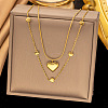 304 Stainless Steel Heart Pendant Double Layer Necklaces for Women NJEW-C084-04G-1