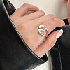 Hollow Out Heart 925 Sterling Silver Cuff Rings WG3081F-01-3