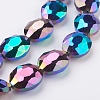 Faceted Electroplate Crystal Glass Oval Beads Strands EGLA-F060B-12-1
