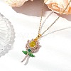 Glass Seed Beaded Flower Pendant Necklaces NJEW-MZ00080-02-1