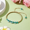 2Pcs 2 Colors Flower Glass Braided Bead Bracelets BJEW-JB11077-3