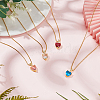 ANATTASOUL 4Pcs 4 Colors Cubic Zirconia Heart Pendant Necklaces Set with Golden Brass Box Chains NJEW-AN0001-78-7