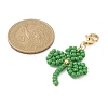 Clover Glass Beaded Pendant Decorations HJEW-TA00033-4