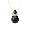 Natural Black Onyx(Dyed & Heated) Perfume Bottle Pendant Necklace PW-WG2A891-35-1