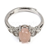 Oval Natural Sunstone Adjustable Rings RJEW-Q819-01P-05-3