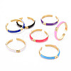 Brass Enamel Cuff Rings RJEW-T016-24-NF-1