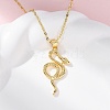 Brass Snake Pendant Cable Chain Necklaces for Women NJEW-S438-01A-G-1