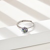 Rhodium Plated 925 Sterling Silver Moissanite Adjustable Rings RJEW-U038-08P-3