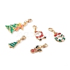 Christmas Theme Light Gold  Alloy Enamel Pendants X1-HJEW-JM00470-1