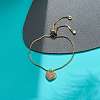 Clear Cubic Zirconia Heart Pendant Slider Bracelet with Brass Box Chains for Women BJEW-JB08788-6