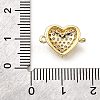 Brass Micro Pave Clear Cubic Zirconia Heart Connector Charms KK-V011-49G-3