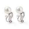 304 Stainless Steel Clip-on Earring Findings with Imitation Pearl Plastic Beaded STAS-H216-03B-P-1