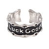 Word Good Lucky Alloy Enamel Open Cuff Ring RJEW-L119-01P-2