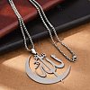 304 Stainless Steel Moon & Arabic Pendants Box Chain Necklaces for Women Men NJEW-R013-02P-4