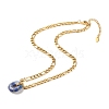 Natural Lapis Lazuli Donut Pendant Necklace NJEW-JN03815-04-4