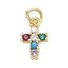 Brass Micro Pave Cubic Zirconia Pendants KK-A293-20G-03-1