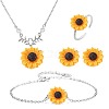 Sunflower Iron Resin Pendant Necklaces & Link Bracelets & Stud Earrings & Finger Ring Sets WGABE86-02-2