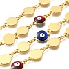 Flat Round with Evil Eye Brass Chains KK-D339-16G-1