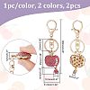 CHGCRAFT 2Pcs 2 Colors Full Rhinestone Apple Keychains KEYC-CA0001-32-2